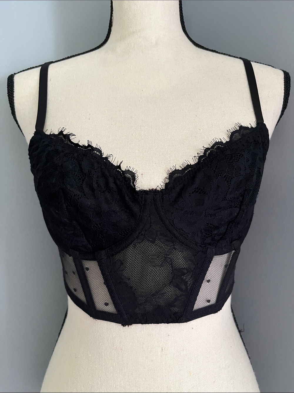 Black Lace Longline Bustier Bra